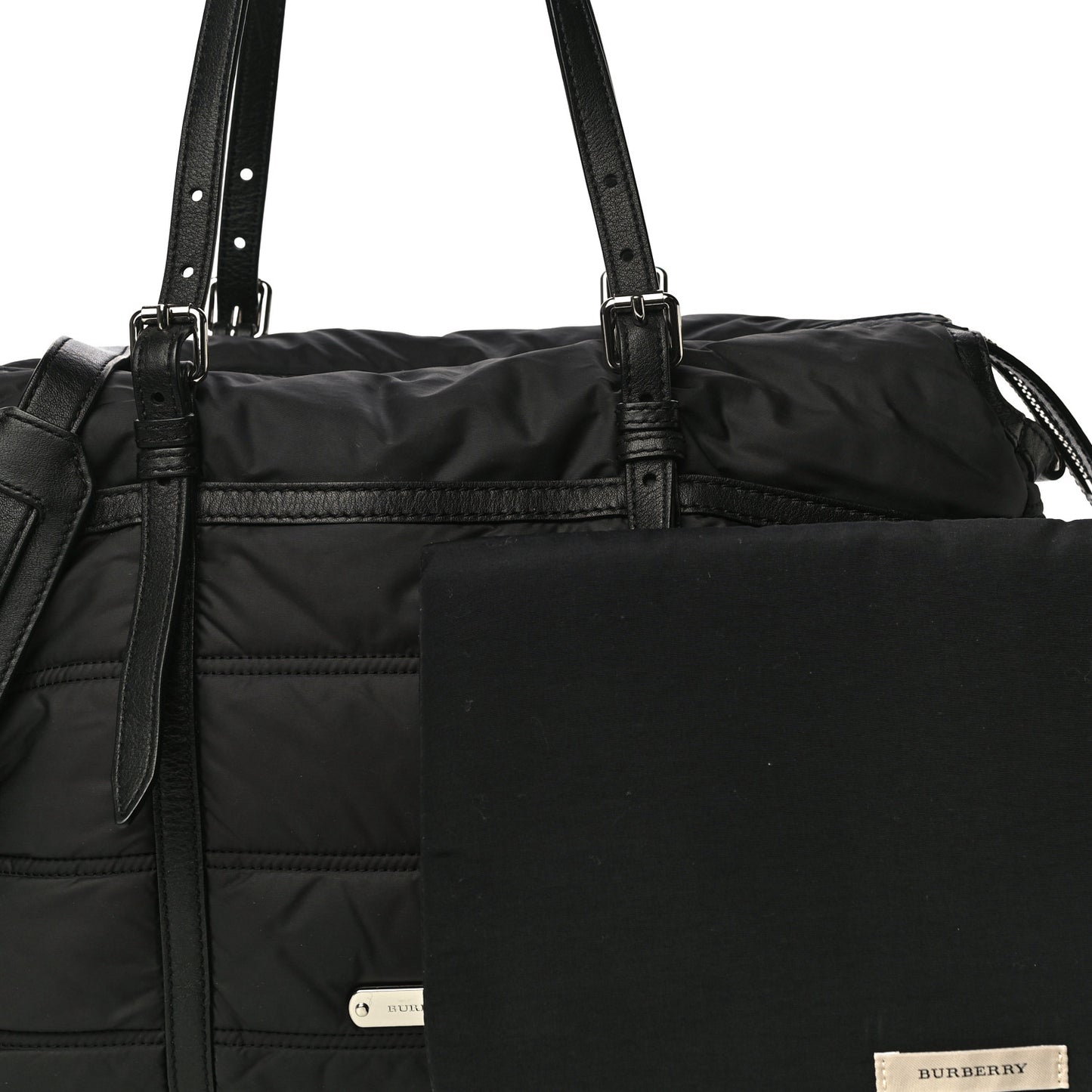 Nylon House Check Quilted Abbey Diaper Bag Black