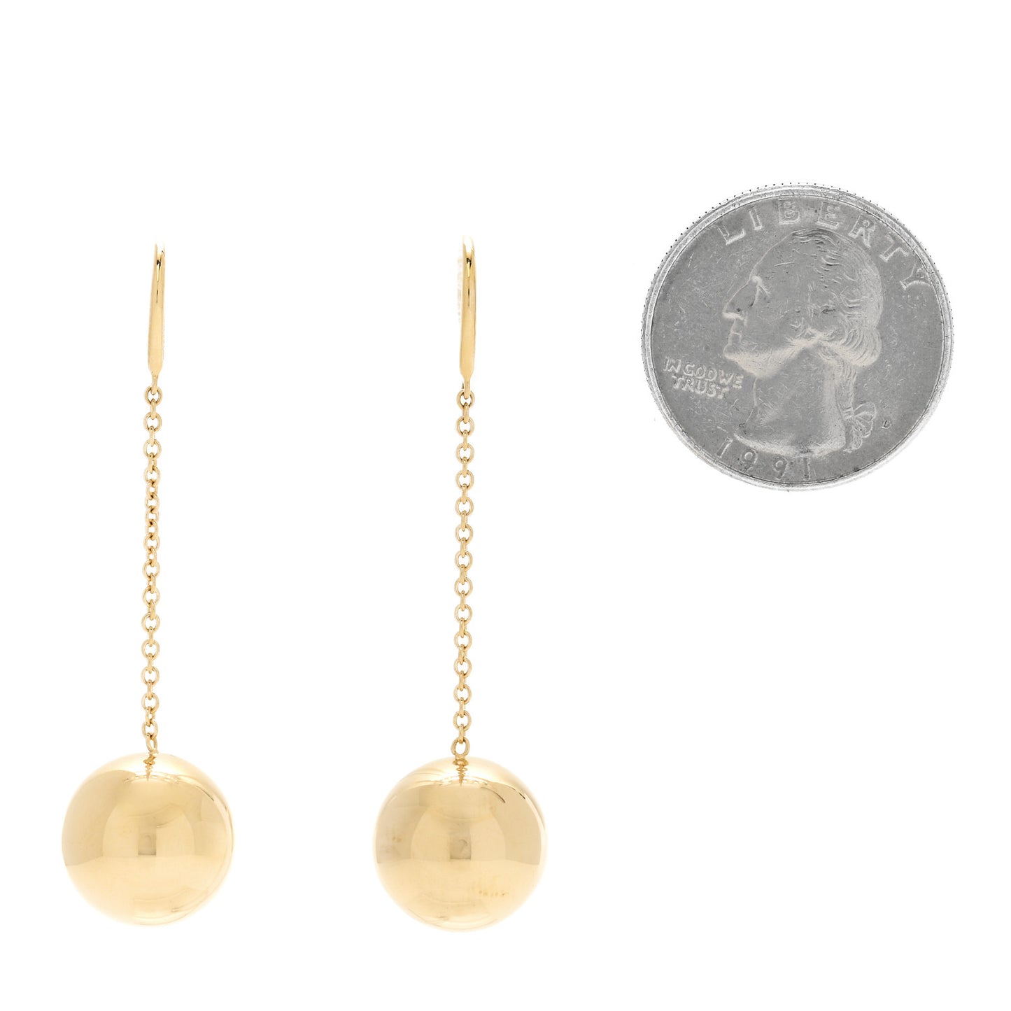 18K Yellow Gold 14mm Hardwear Ball Hook Drop Earrings