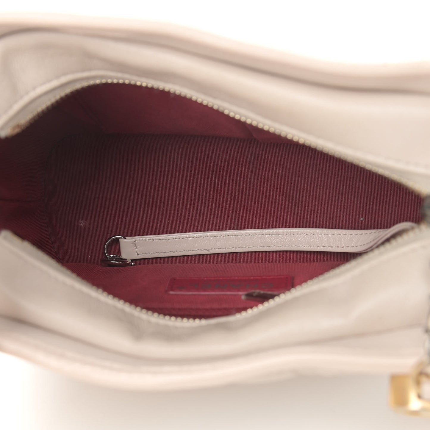 Aged Calfskin Chevron Quilted Small Gabrielle Hobo Beige