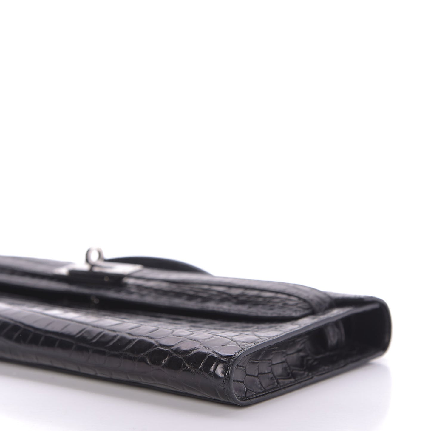 Matte Niloticus Crocodile Kelly Cut Pochette Black