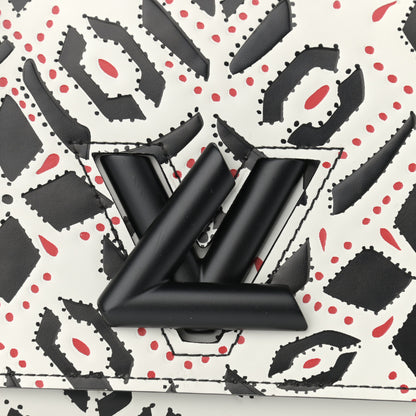 Louis Vuitton Calfskin Graphic Print Twist Shoulder Bag MM White Black 6 of 8