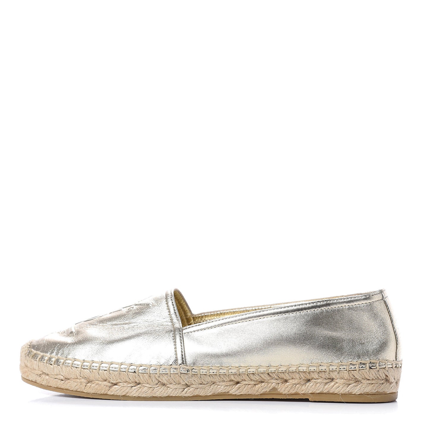 Metallic Lambskin Monogram Espadrilles 37 Gold
