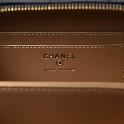 Chanel Lambskin Quilted Golden Plate Clutch With Chain Black 6 of 9