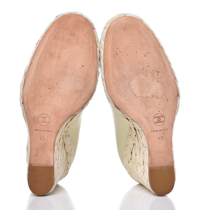 Chanel Lambskin Cap Toe Espadrille Wedge Pumps 40 Beige Black 6 of 20