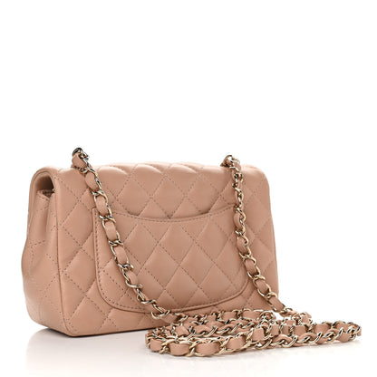 Chanel Lambskin Quilted Mini Rectangular Flap Dark Beige 2 of 10