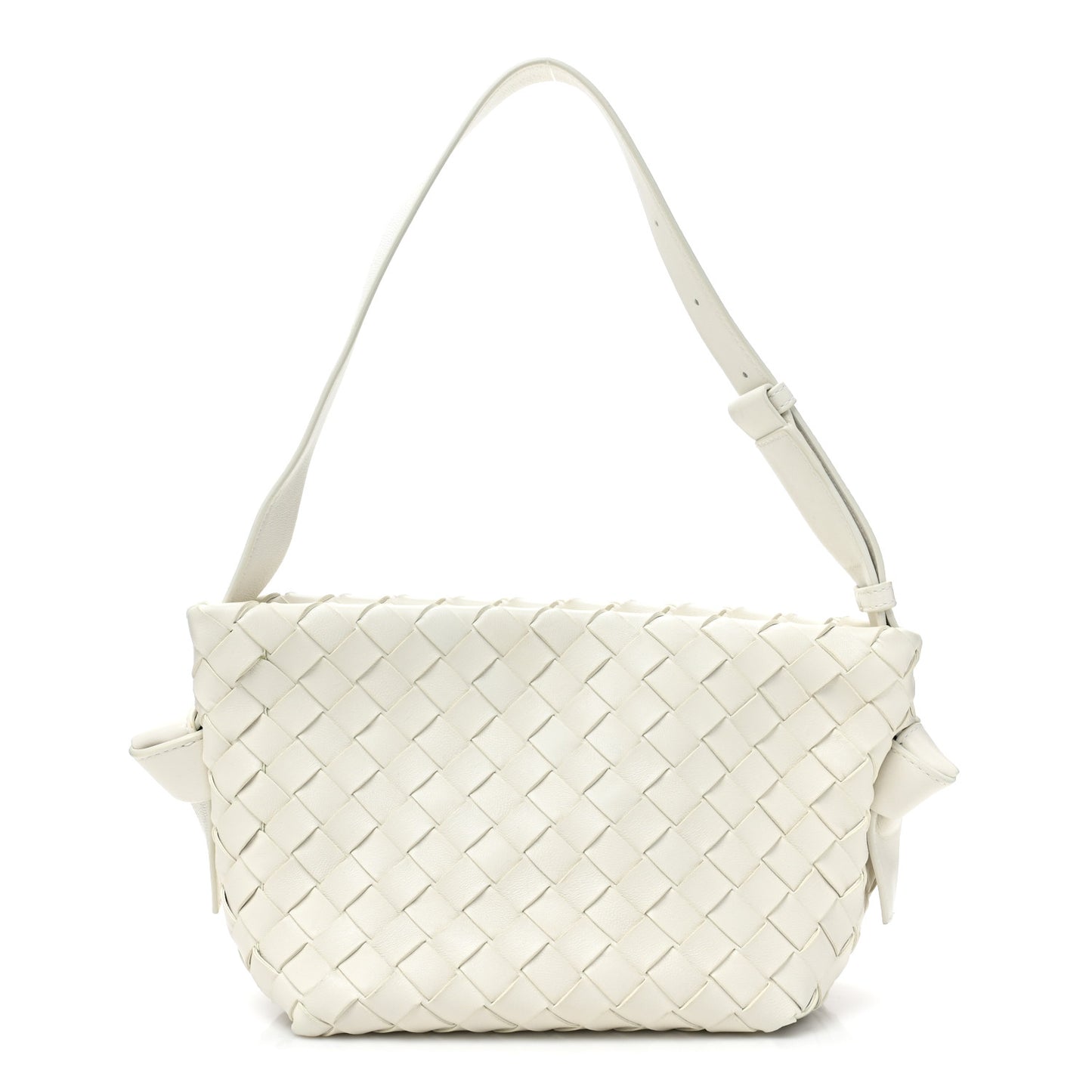 BOTTEGA VENETA Nappa Intrecciato Tie Shoulder Bag White