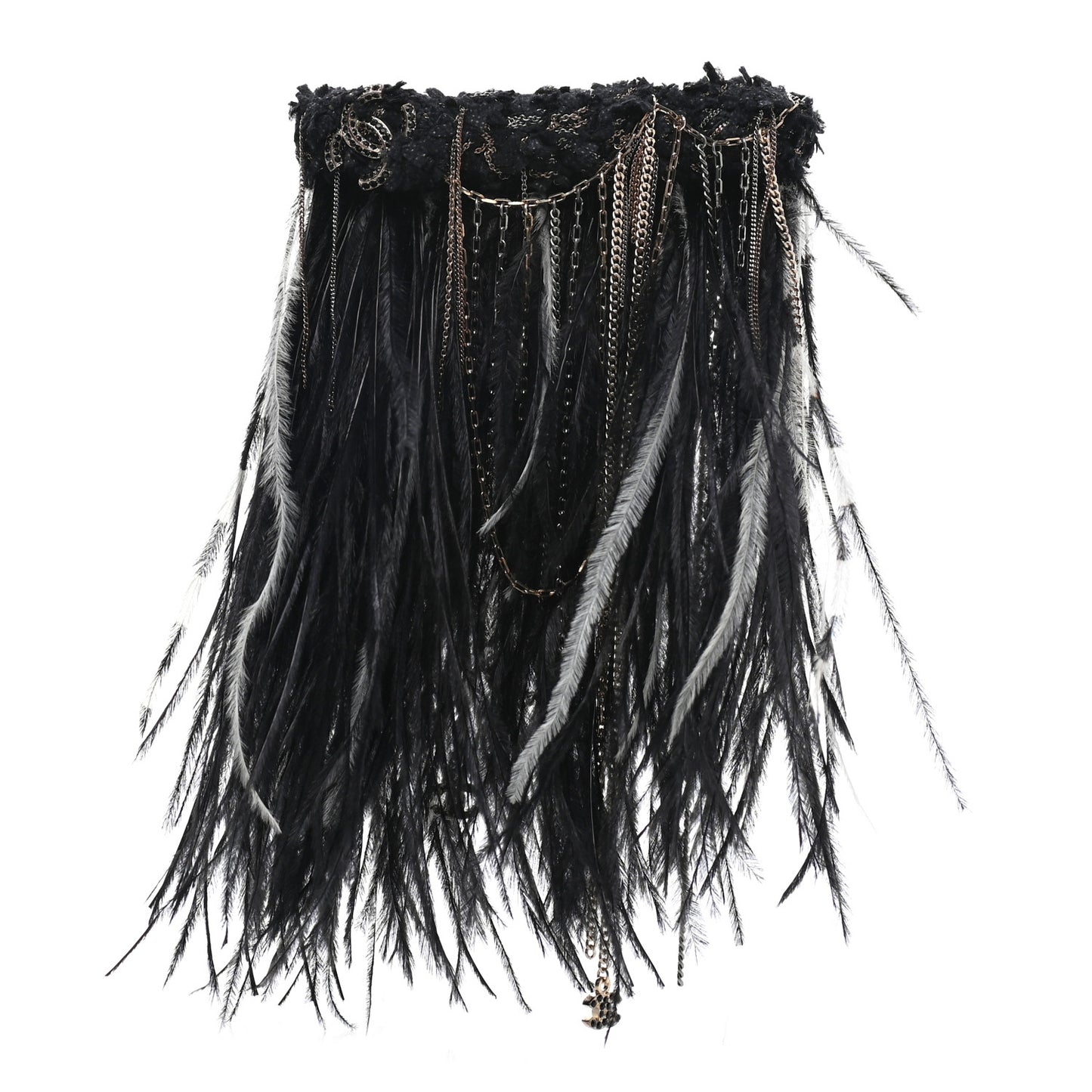 Feather Chain CC Hair Clip Barrette Navy Black