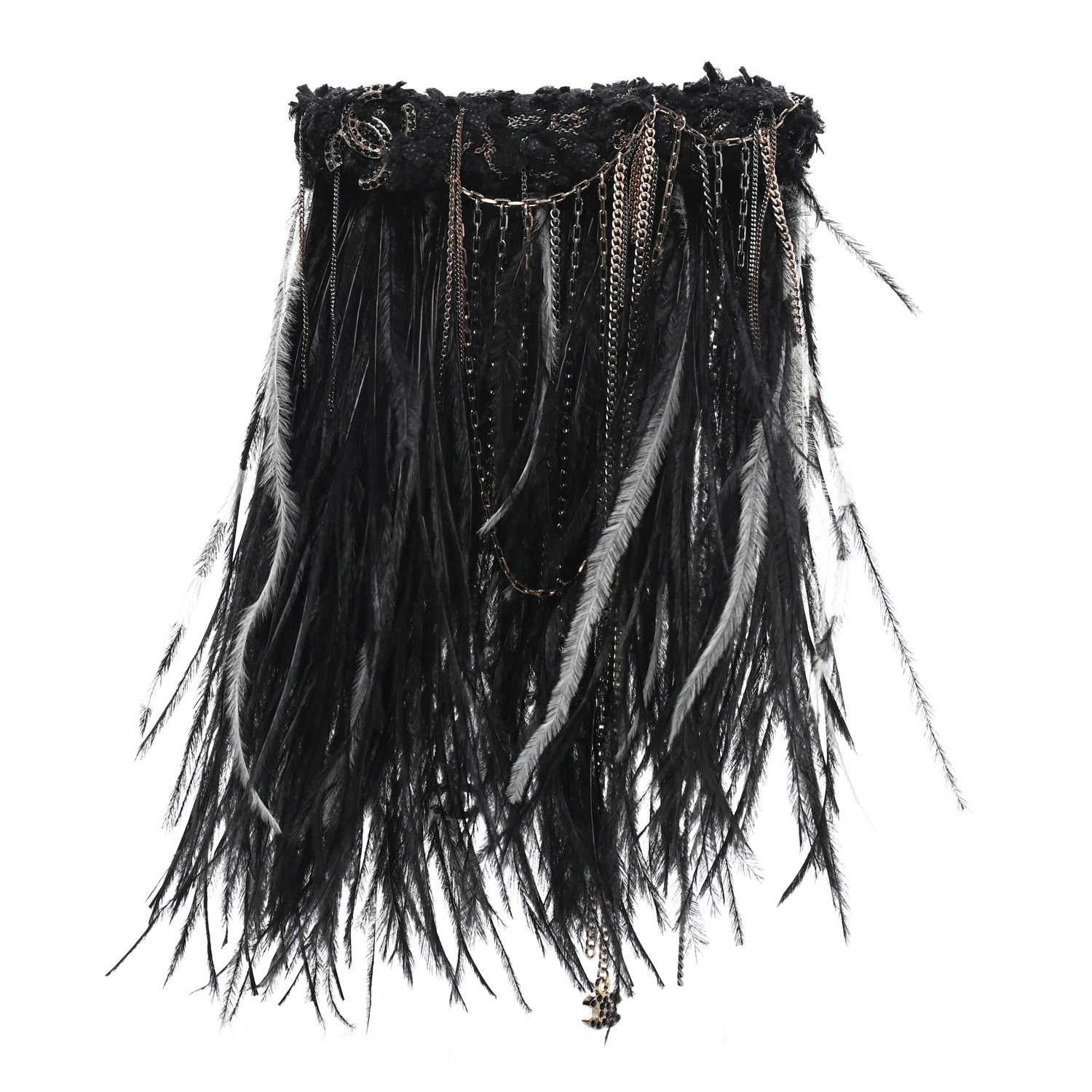 Chanel Feather Chain CC Hair Clip Barrette Navy Black 1 of 4