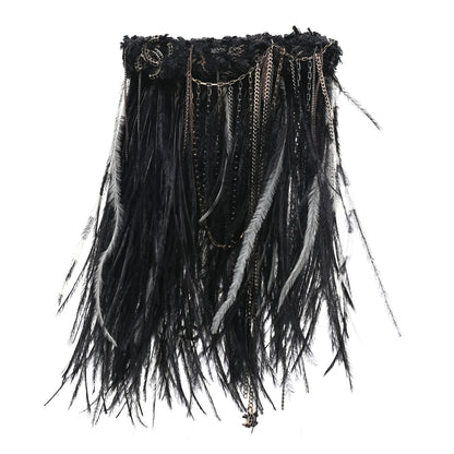 Chanel Feather Chain CC Hair Clip Barrette Navy Black 1 of 4