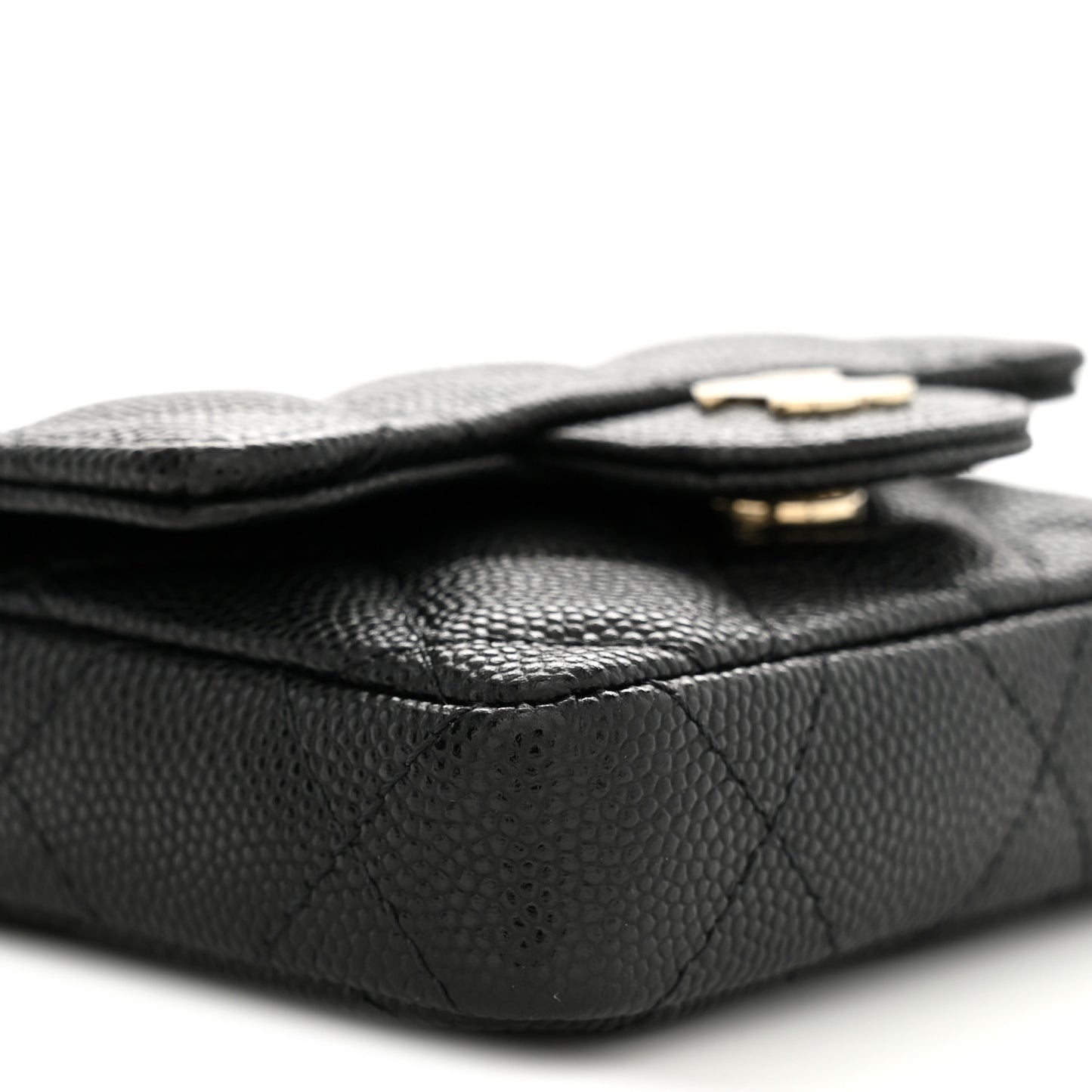 Caviar Quilted Mini Chain Belt Bag Black