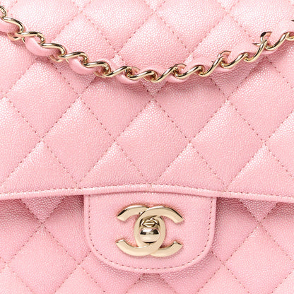 Chanel Iridescent Caviar Quilted Medium Double Flap Rose Pink 9 of 12