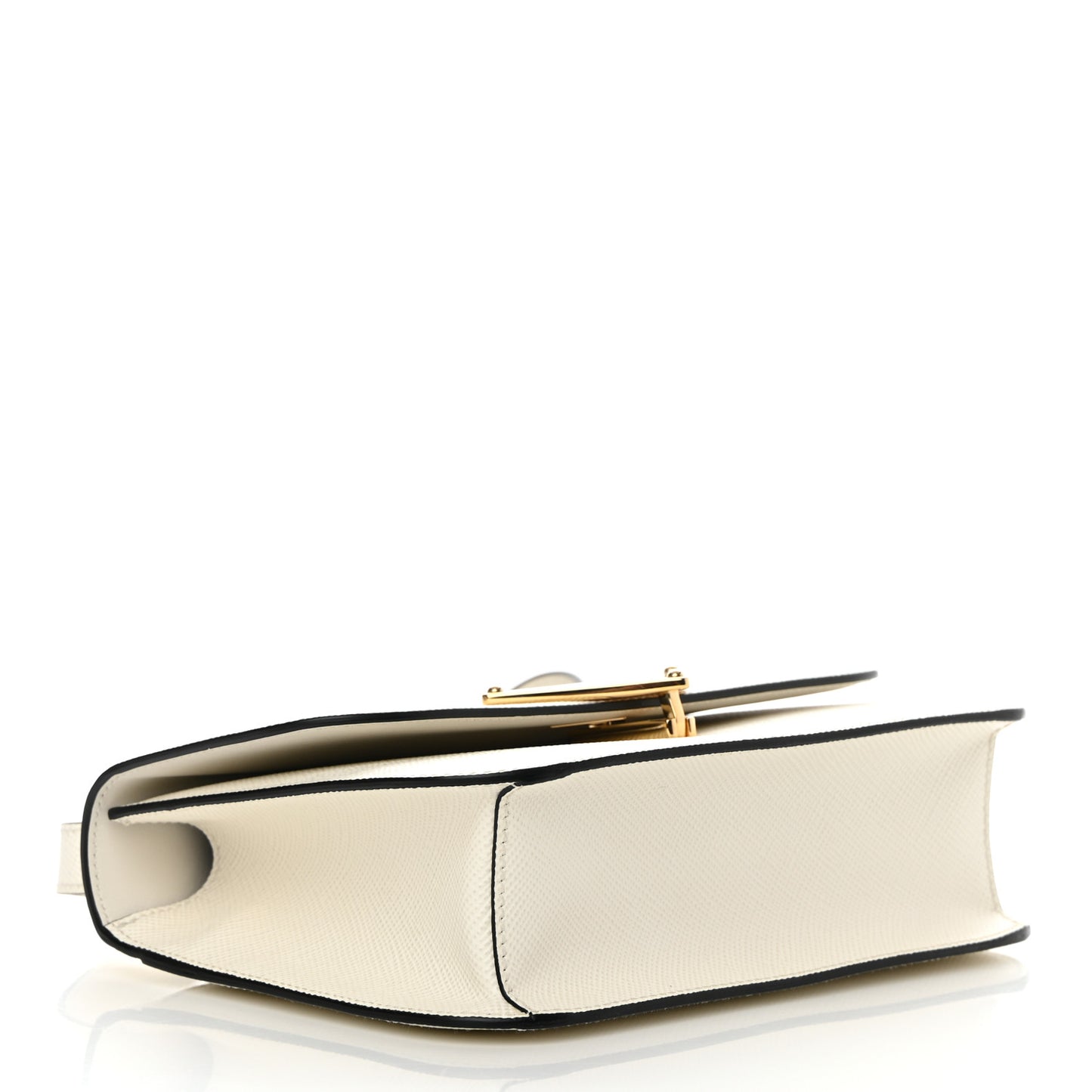 Saffiano Cuir Triangle Embleme Flap Shoulder Bag White