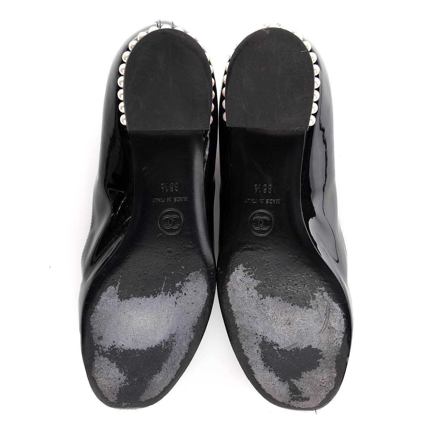 Chanel Patent Calfskin Pearl CC Loafers 36.5 Black 5 of 14
