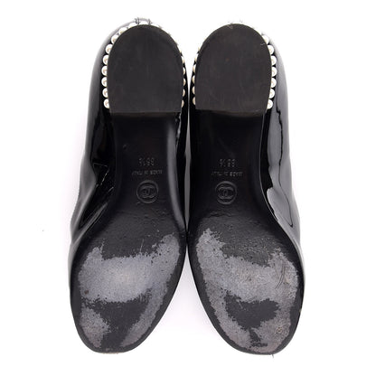 Chanel Patent Calfskin Pearl CC Loafers 36.5 Black 5 of 14