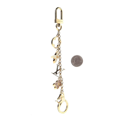 Louis Vuitton Brass Enamel Fleur De Monogram Bag Charm Chain Gold 2 of 3