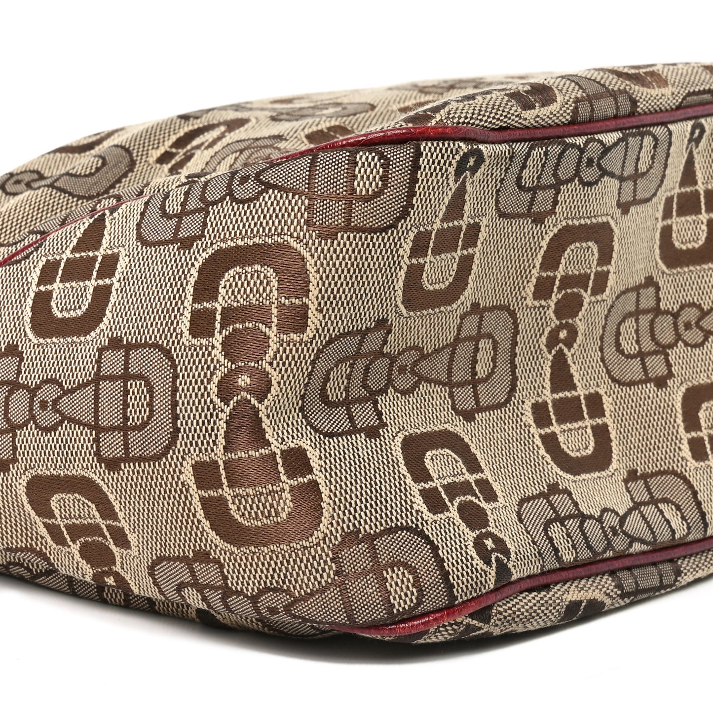 Canvas Horsebit Print Piston Lock Tote Red