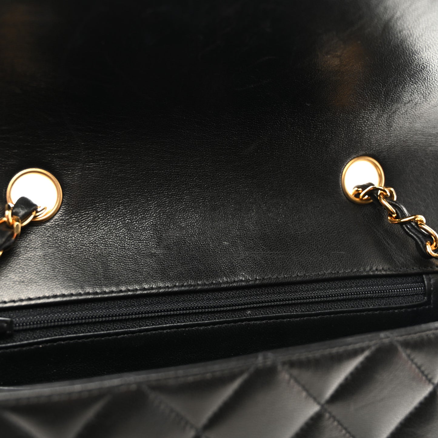 Lambskin Quilted Small Single Flap Black