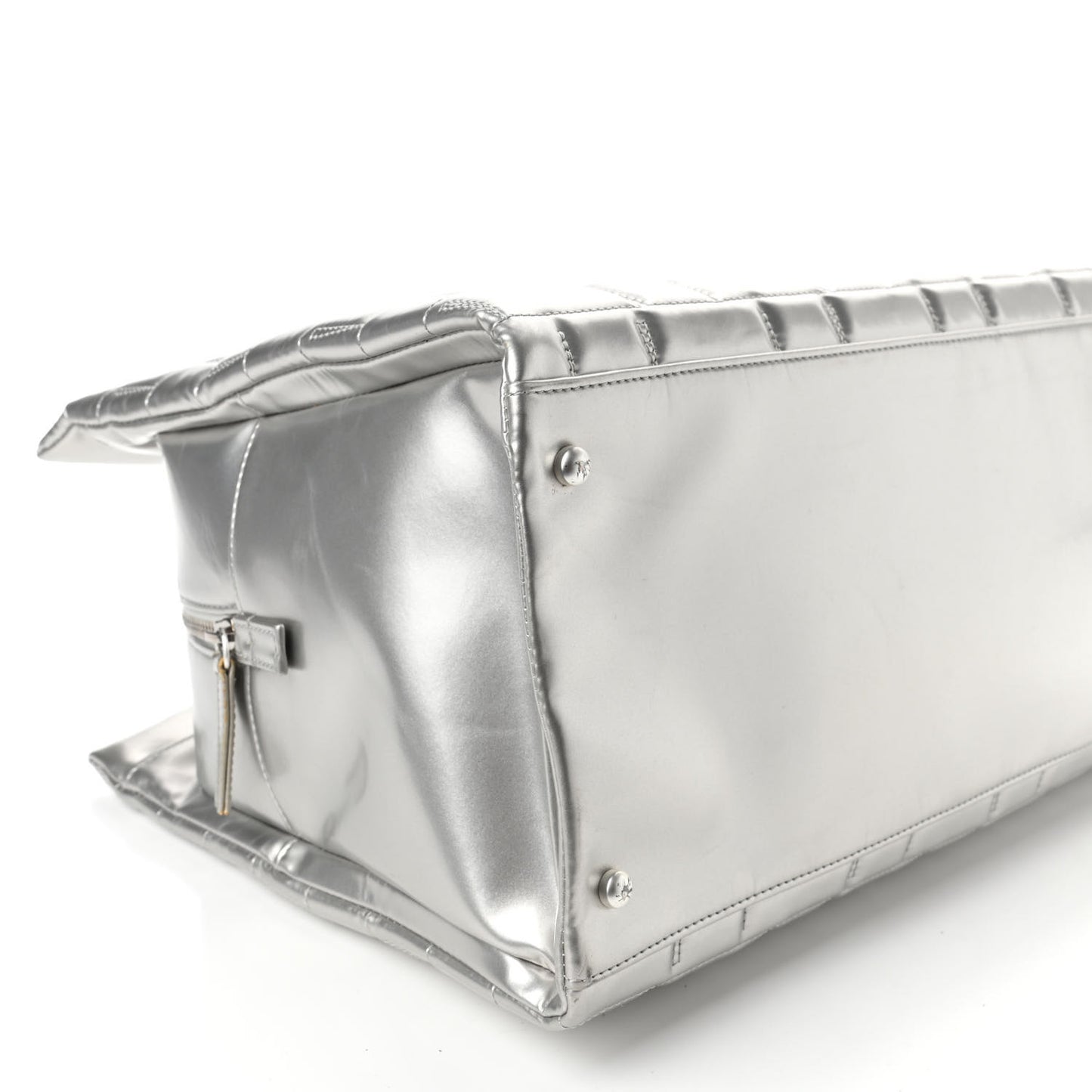 Vinyl Quilted Frozen Shopping Tote Silver