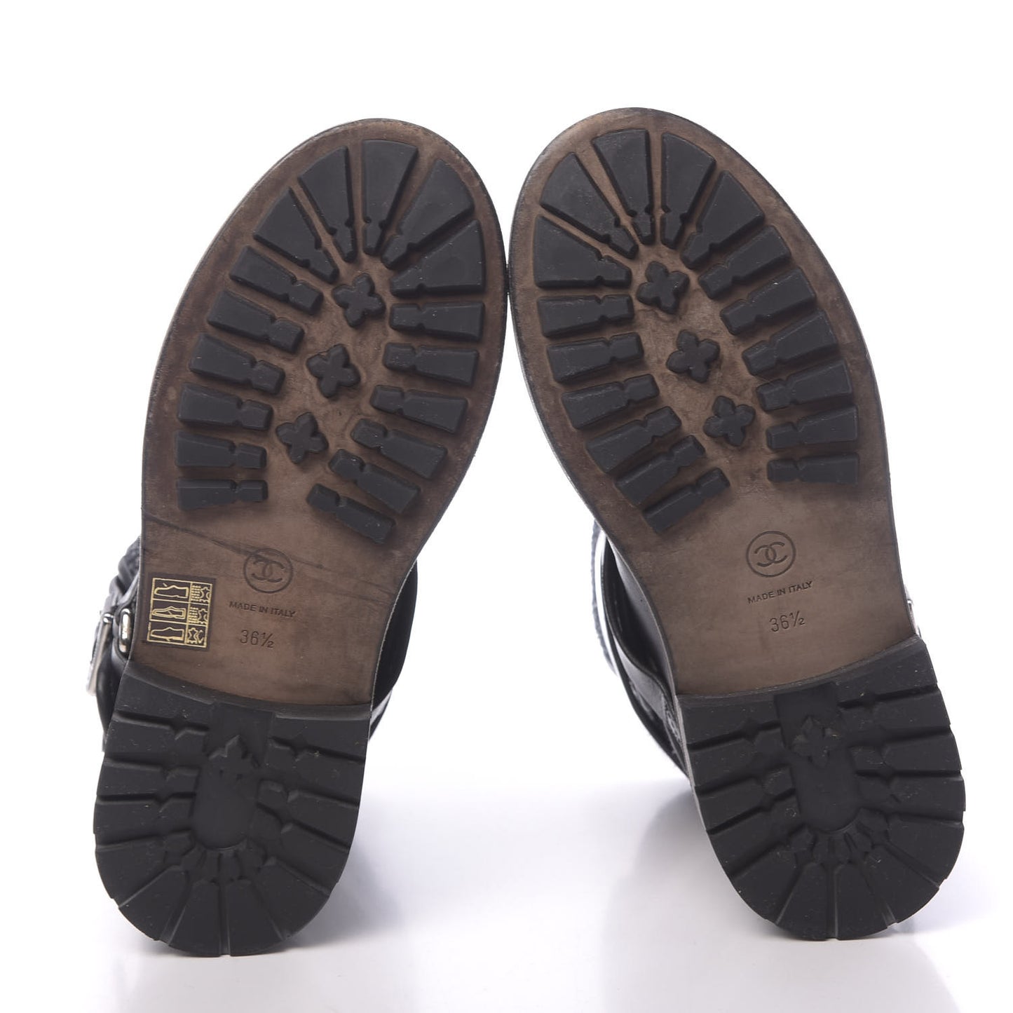 Tweed Calfskin CC Short Boots 36.5 Grey Navy Black