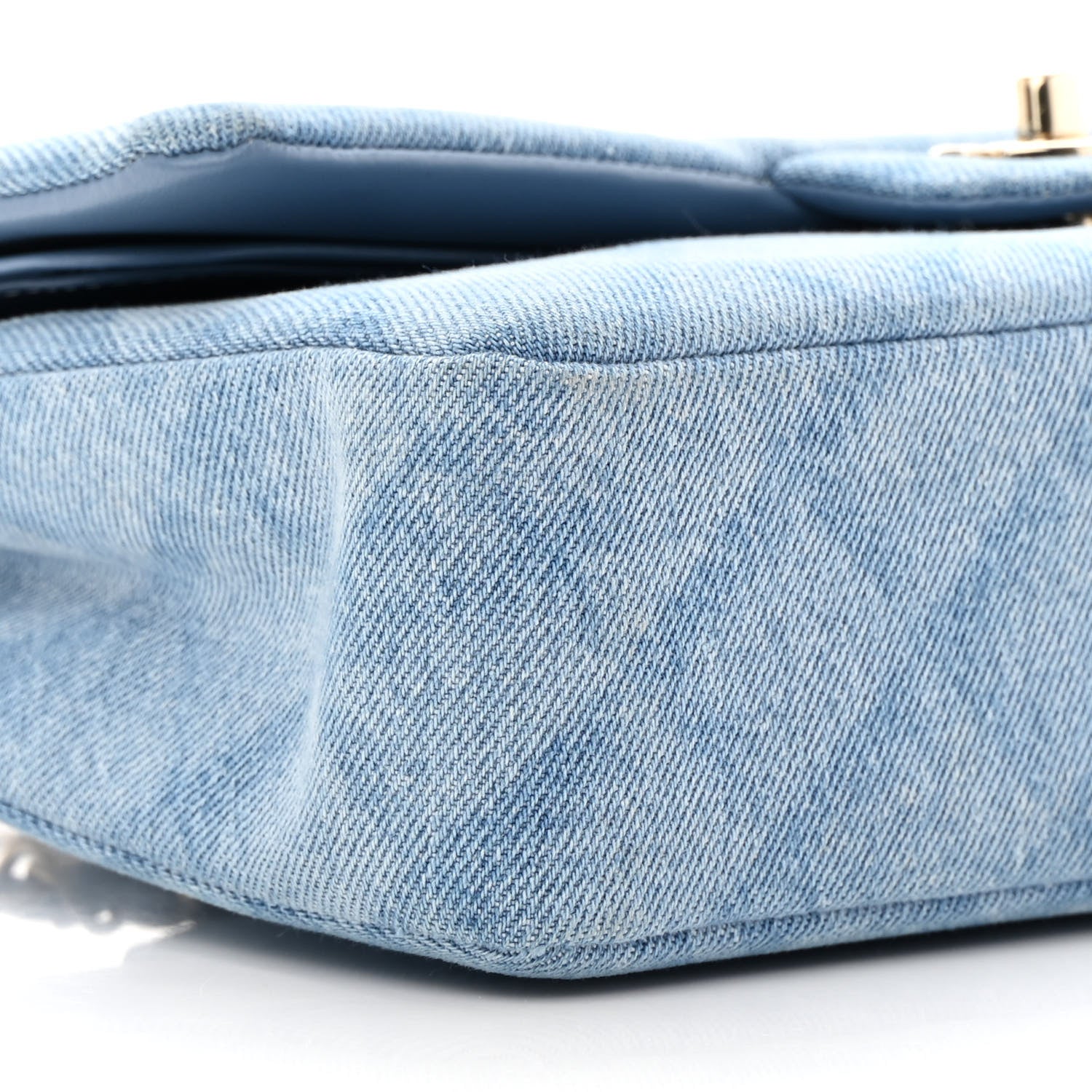 Chanel Printed Denim Quilted Medium Double Flap Light Blue 9 of 13