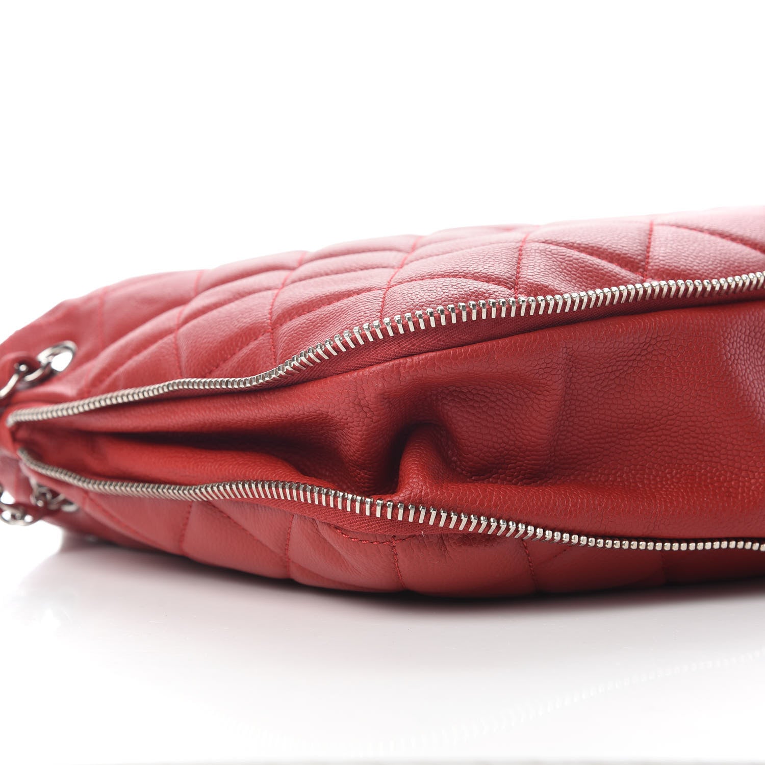 Chanel Caviar Quilted Expandable Zip Shoulder Bag Red 10 of 12