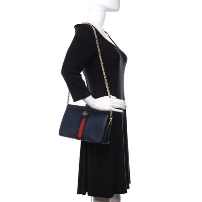 Gucci Textured Calfskin Web Small Ophidia Chain Shoulder Bag Blue Agata 2 of 11