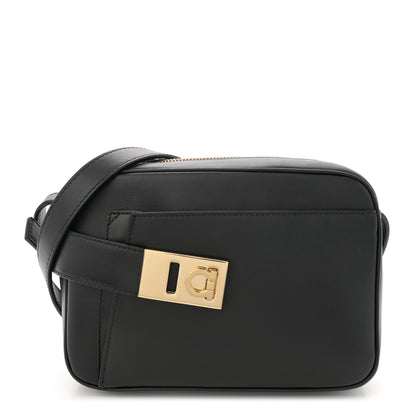 Salvatore Ferragamo Calfskin Gancio Small Camera Case Black 1 of 10