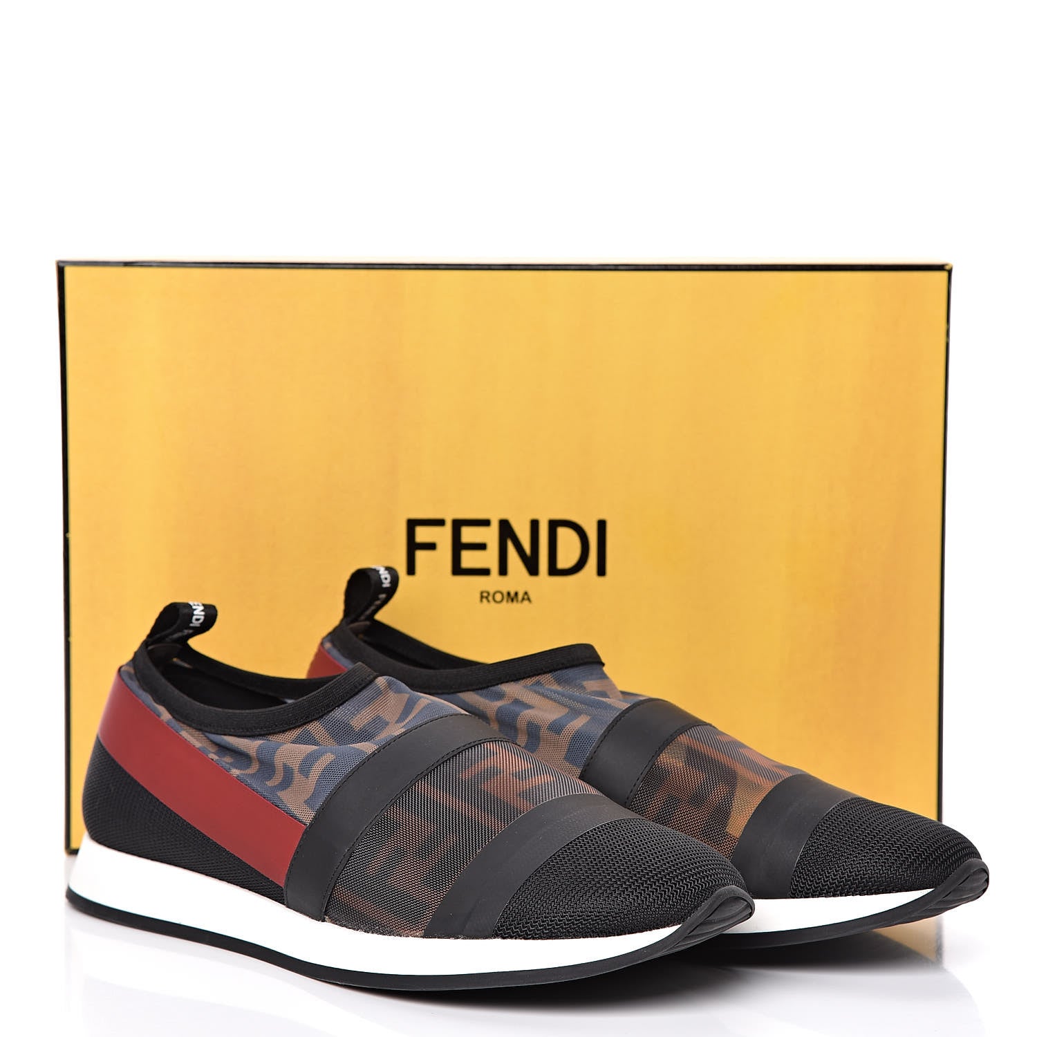Fendi Technical Mesh Tulle Slip On Sneaker 37.5 Red Tobacco 7 of 7