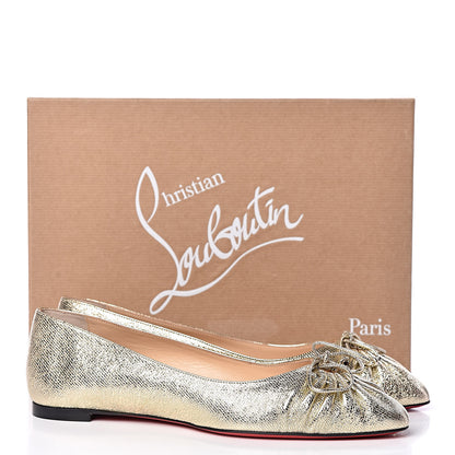 Christian Louboutin Metallic Nappa Merimee Flats 38.5 Platine 8 of 8