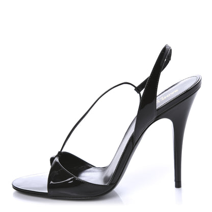Saint Laurent Vernice Chiffon Anouk 110 Sandals 38.5 Black 1 of 10