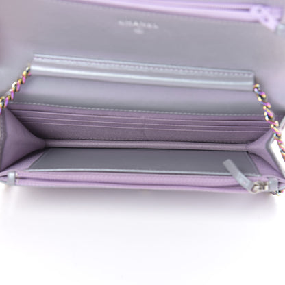 Chanel Iridescent Lambskin Quilted Reissue Wallet On Chain WOC Light Purple 5 of 15