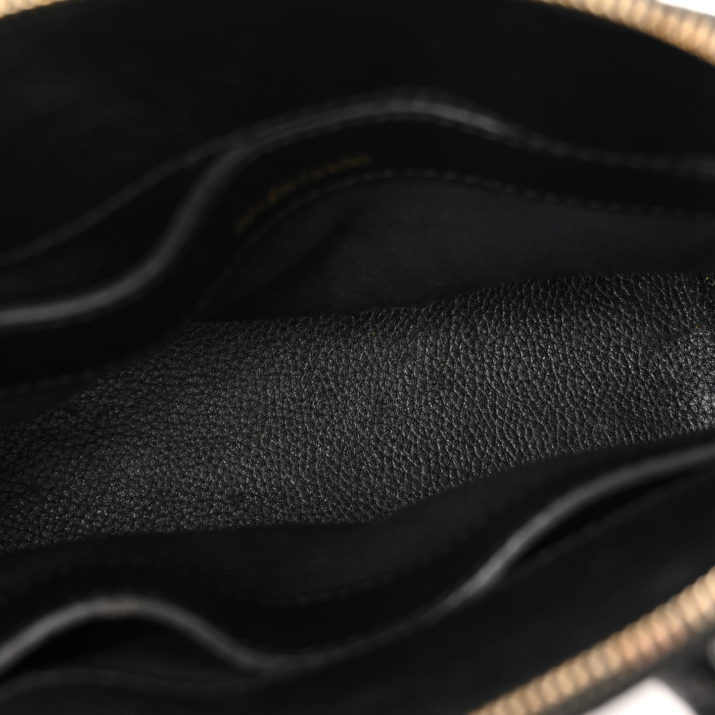 Signature Grained Calfskin Logo XXS Ville Top Handle Bag Black