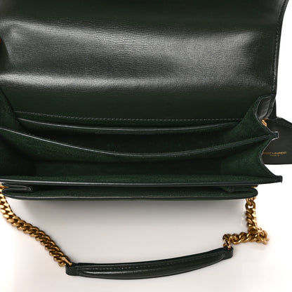Saint Laurent Calfskin Snakeskin Suede Medium Monogram Sunset Vert Fonce 4 of 7