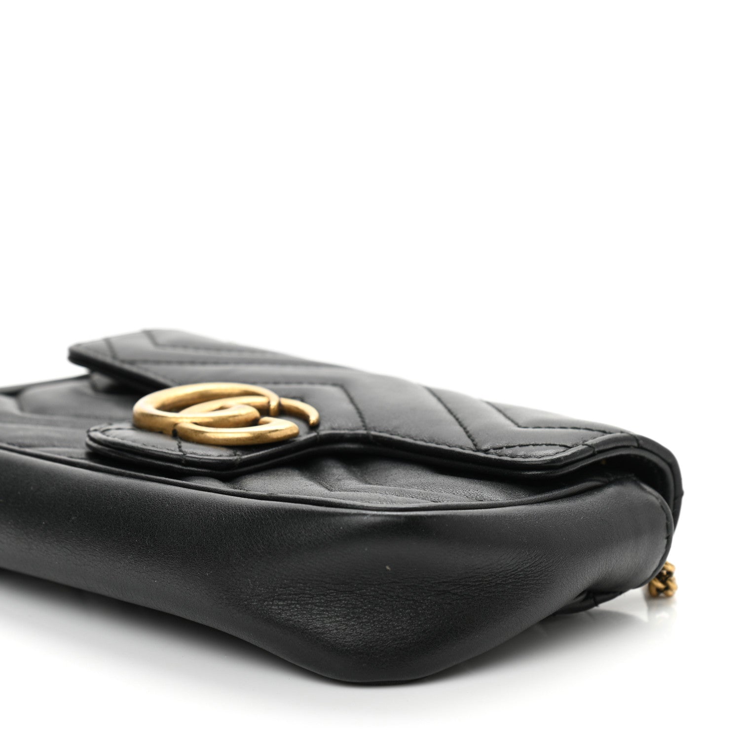 Gucci Calfskin Matelasse Super Mini GG Marmont Shoulder Bag Black 10 of 11