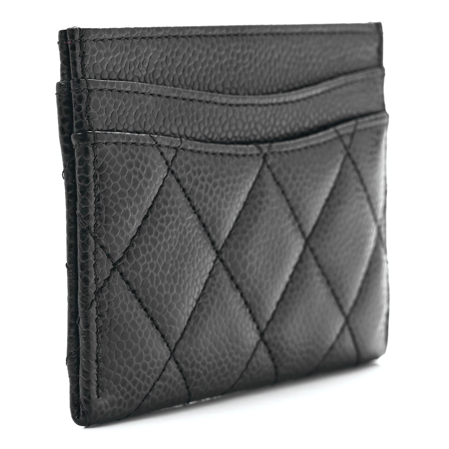 Caviar Quilted Card Holder Black