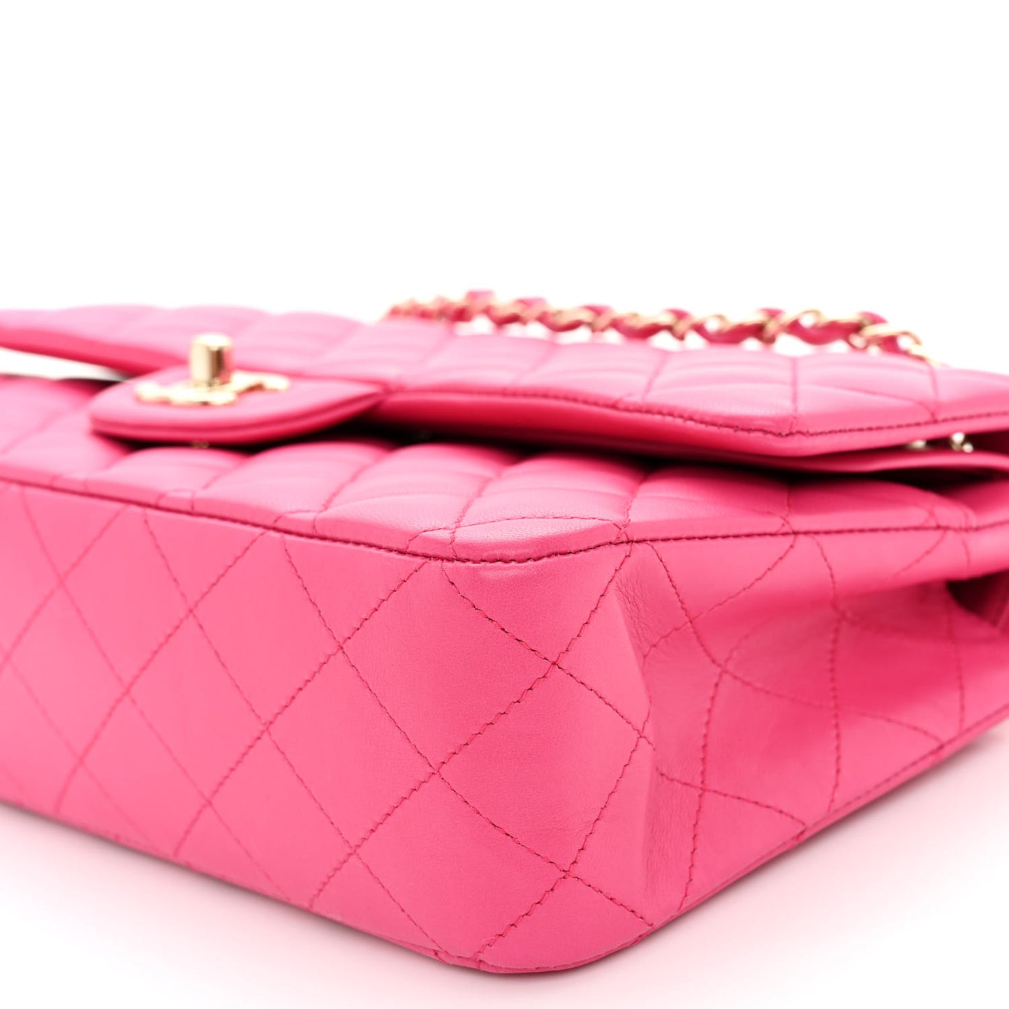 Lambskin Quilted Medium Double Flap Fuchsia