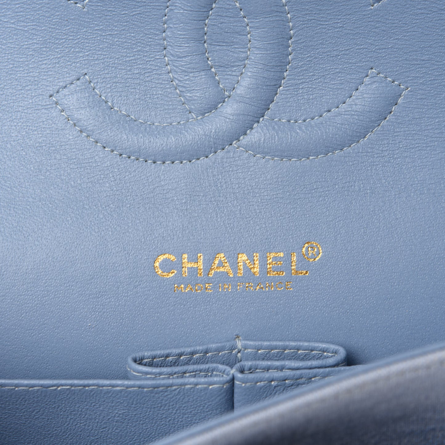 Jersey Quilted Medium Double Flap Light Blue