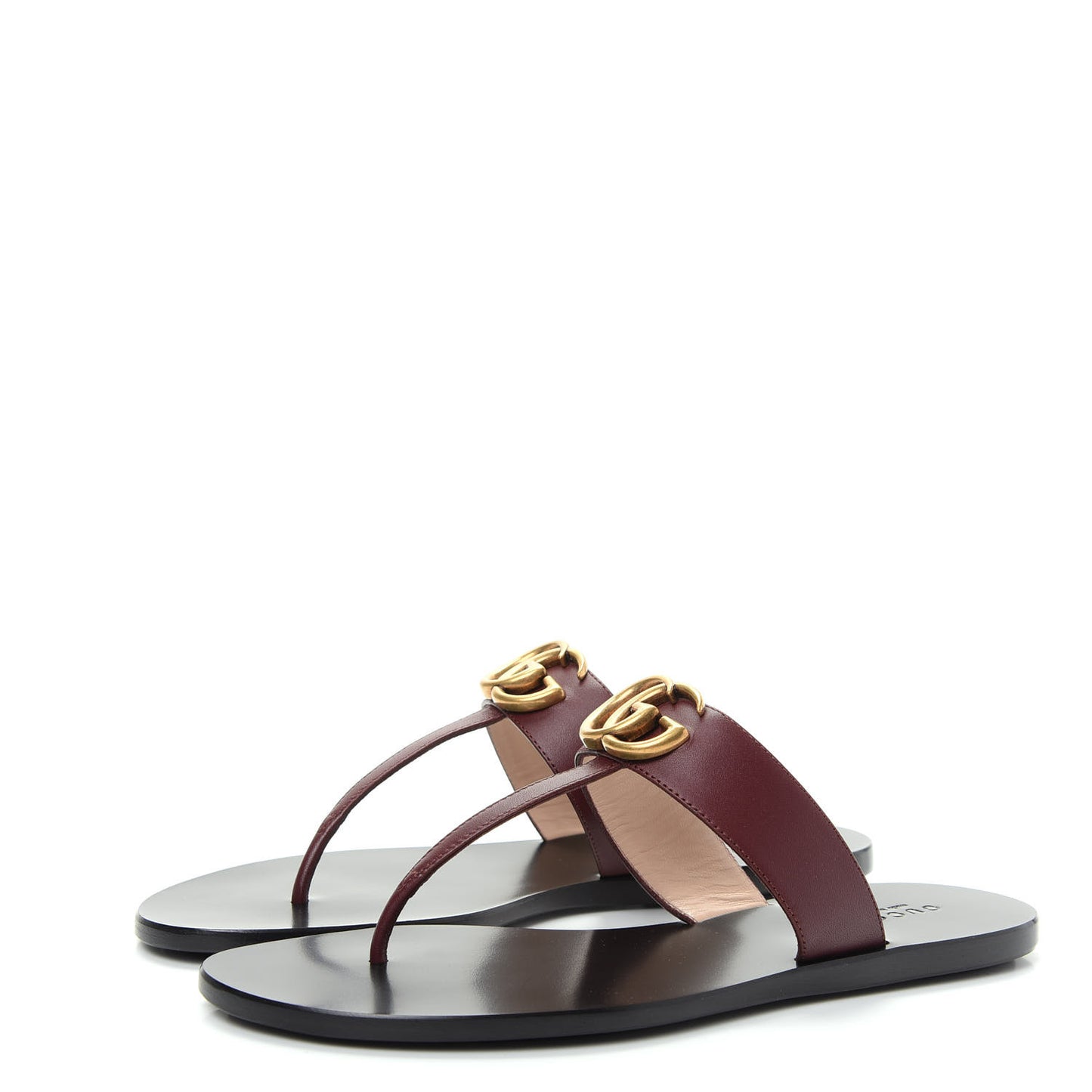 Calfskin GG Marmont Thong Sandals 37.5 Vintage Bordeaux