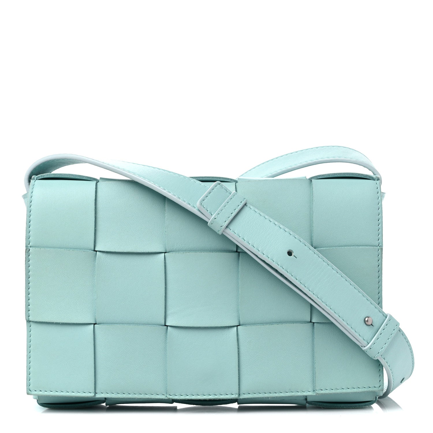Bottega Veneta Lambskin Maxi Intreccio Cassette Bag Teal Washed 1 of 9