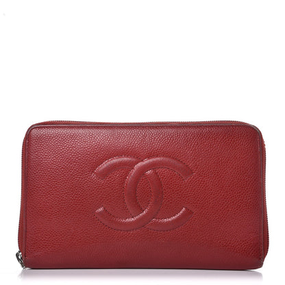 Chanel Caviar Large CC Timeless Zip Around Organizer Wallet Red 1 of 19