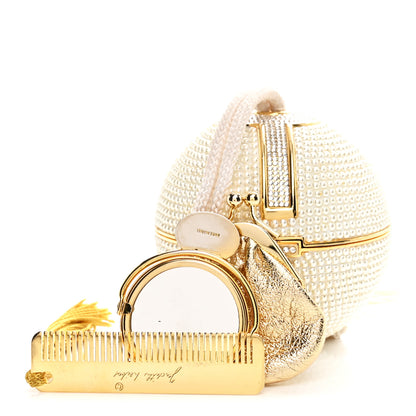 Judith Leiber Swarovski Crystal Disco Ball Minaudiere Clutch White Gold 3 of 14