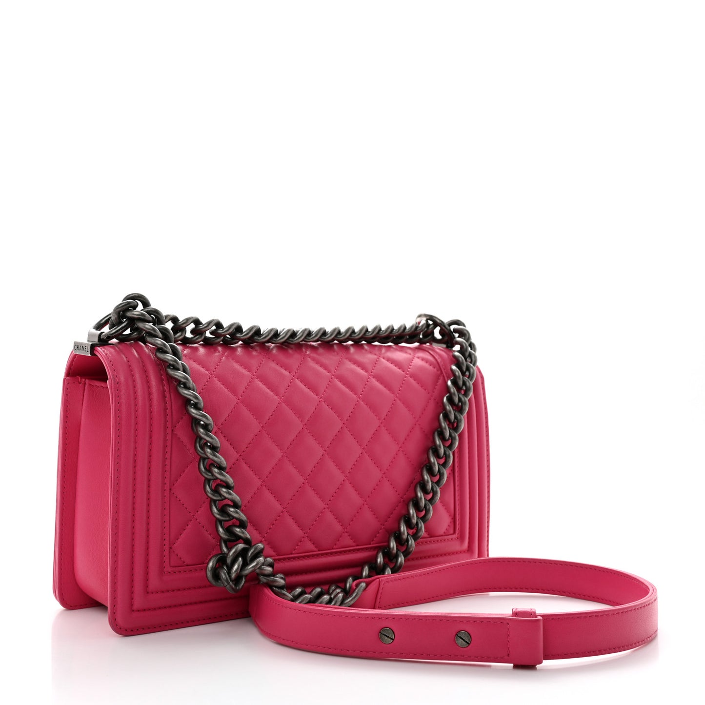 Lambskin Quilted Medium Boy Flap Pink