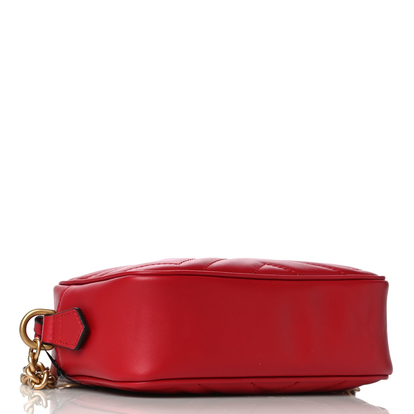 Calfskin Matelasse Mini GG Marmont Chain Shoulder Bag Hibiscus Red