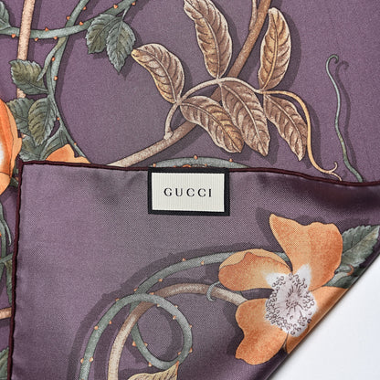 Gucci Silk Floral Scarf Purple 4 of 5