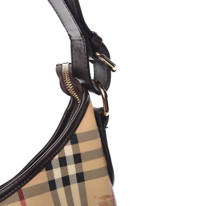 Burberry Haymarket Check Buckle Shoulder Bag Dark Brown 9 of 9