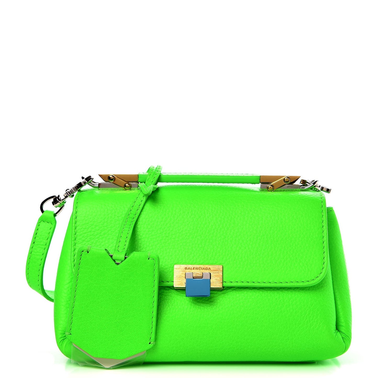 Grained Calfskin Le Dix Nano Soft Cartable Vert Fluo