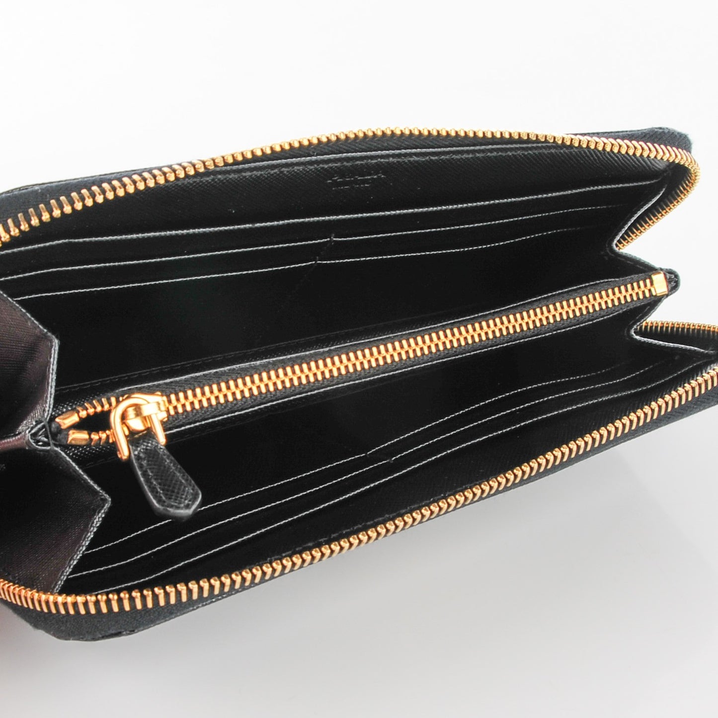 Saffiano Metal Large Zip Around Wallet Black