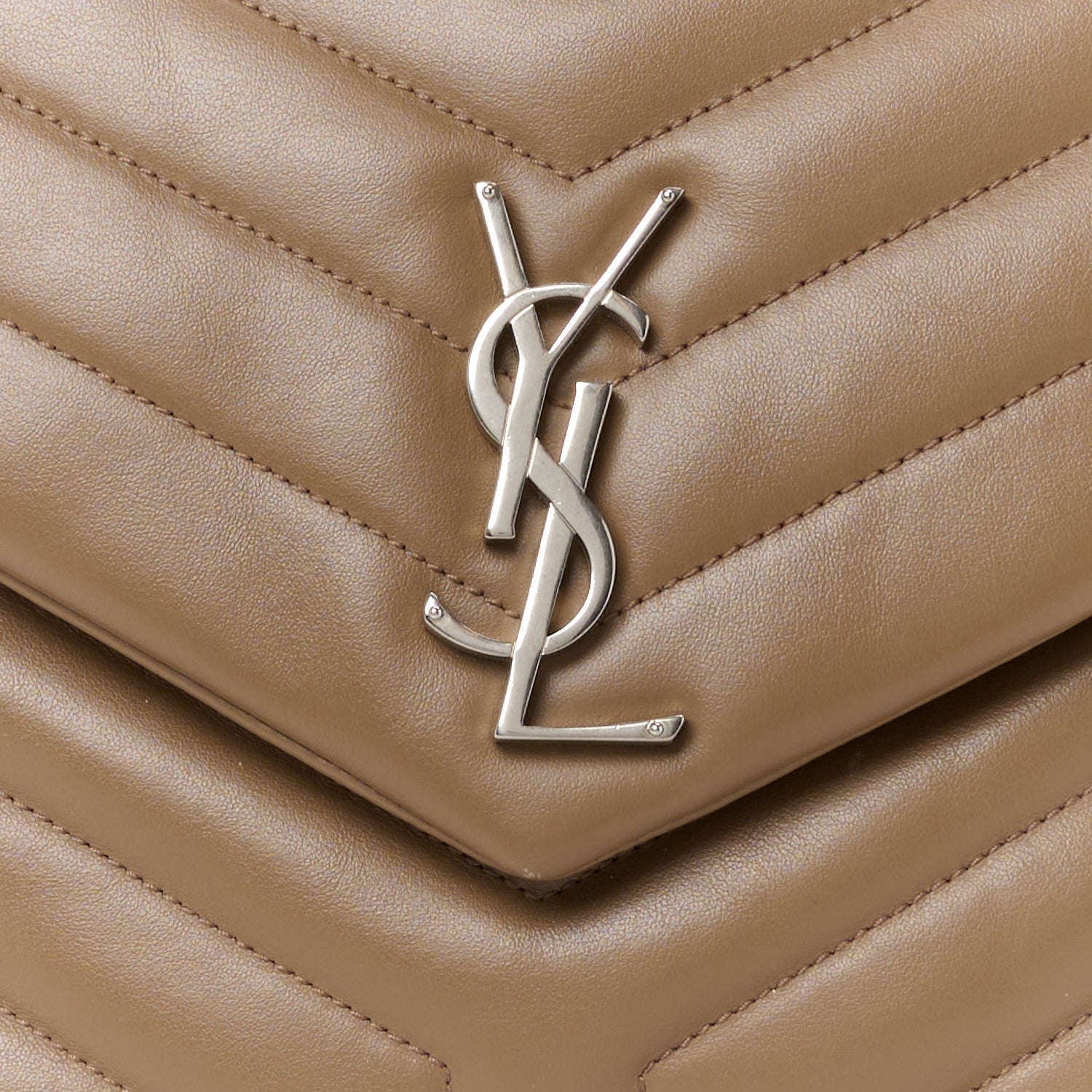 Saint Laurent Calfskin Y Quilted Monogram Medium Loulou Chain Satchel Dark Beige 9 of 11