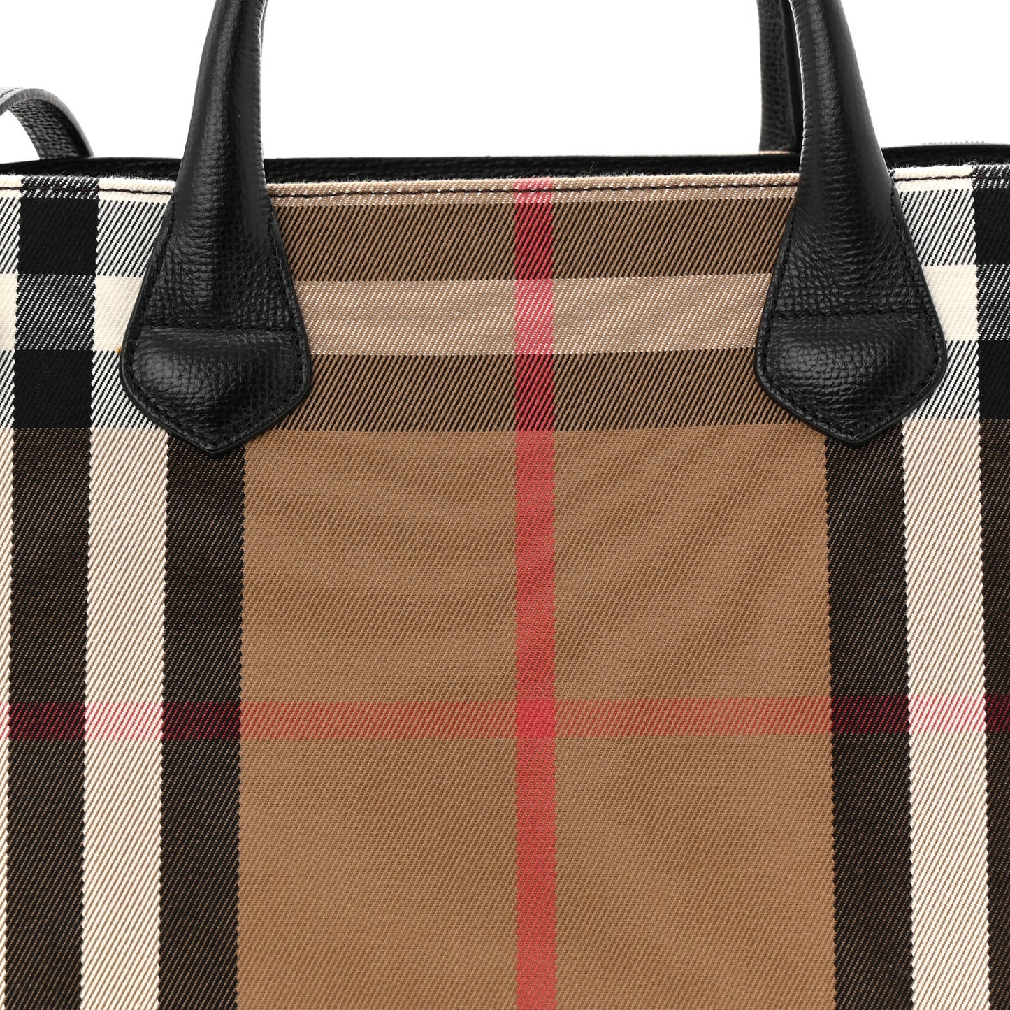 House Check Grainy Calfskin Medium Banner Tote Black