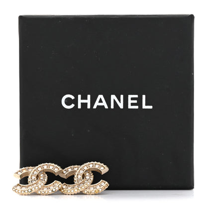 Chanel Crystal Timeless CC Earrings Light Gold 6 of 6